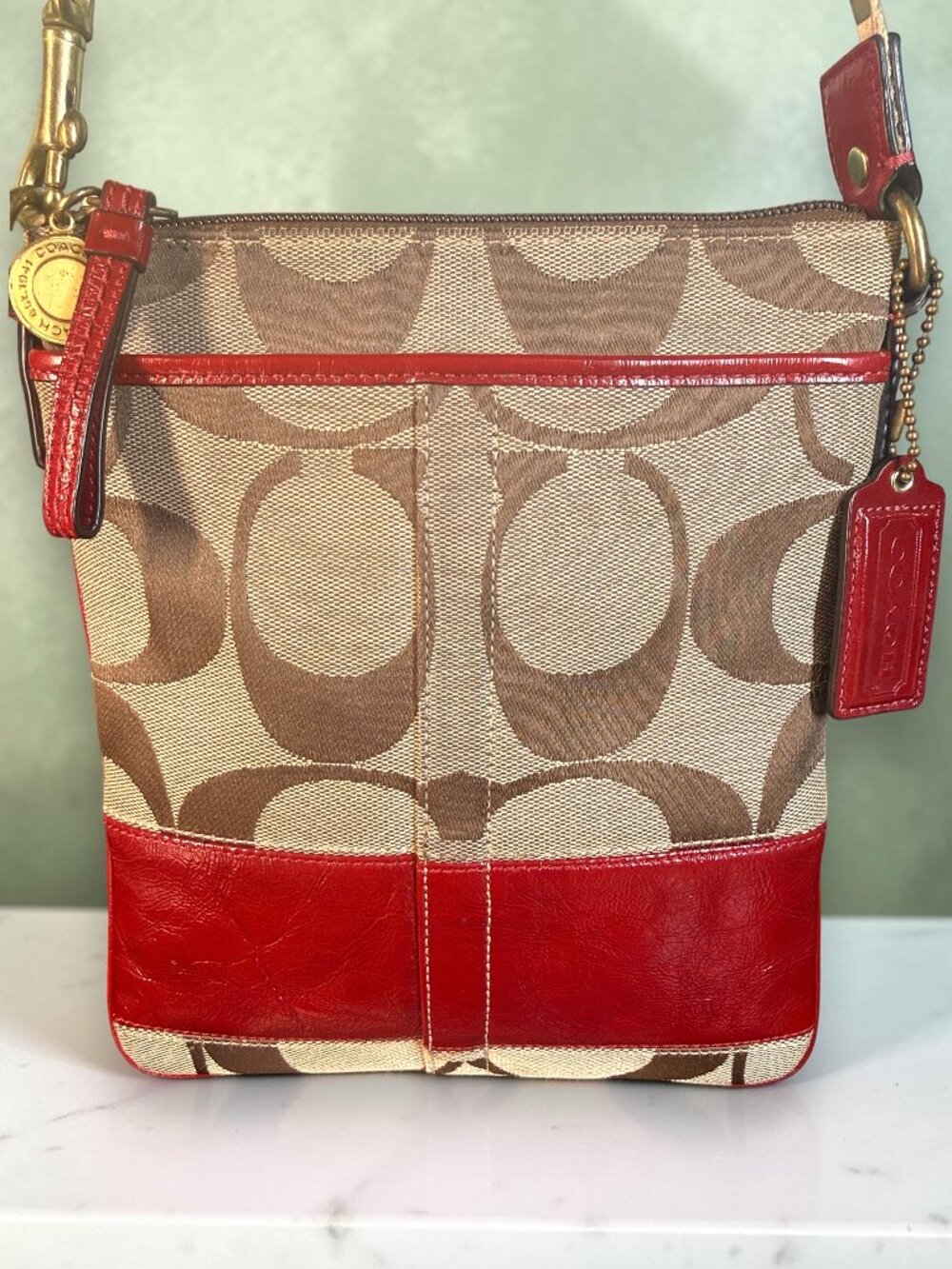 Coach Signature Stripe Swingpack Crossbody Shoulder Bag - Picture 2 of 16